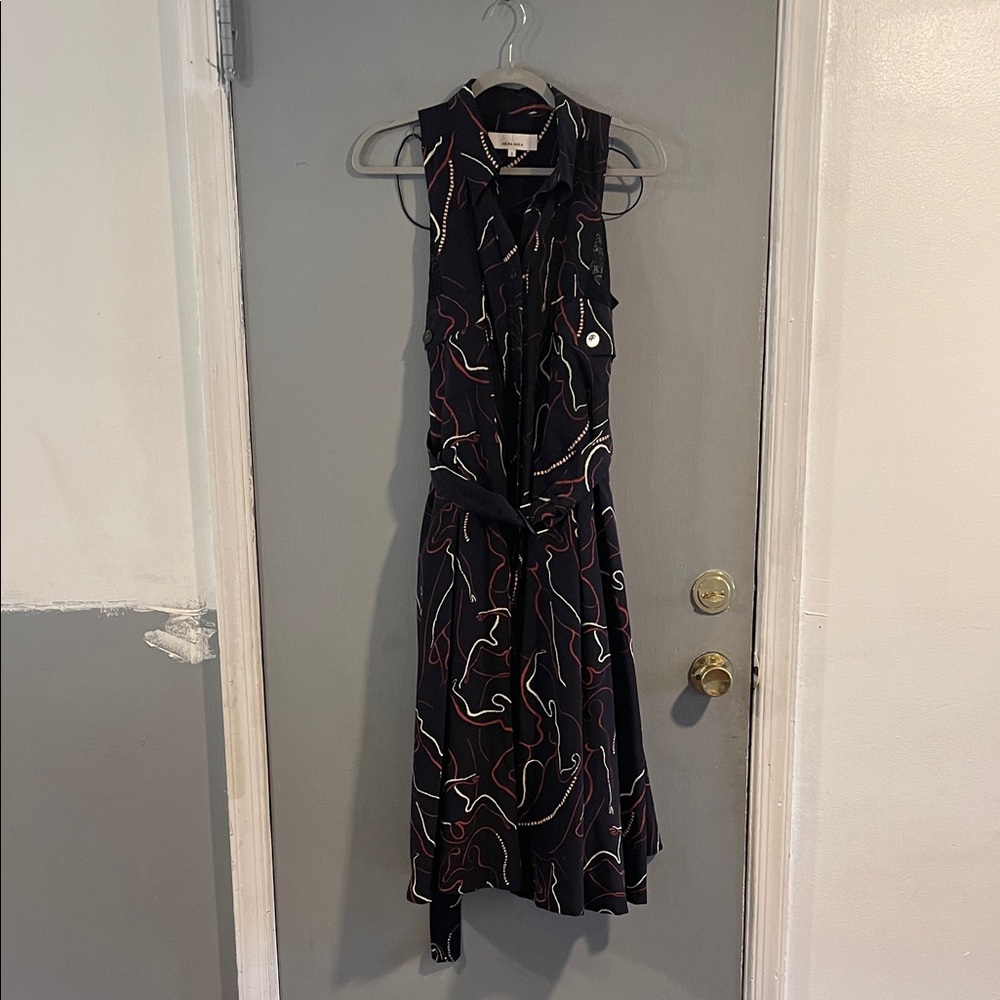 AKIRA Black Dress with Colorful Abstract Pattern‎ Size 3